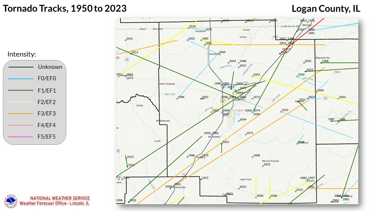 Logan County tornadoes since 1950