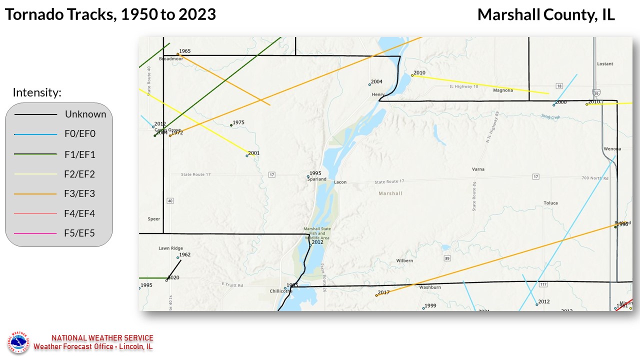 Marshall County tornadoes since 1950