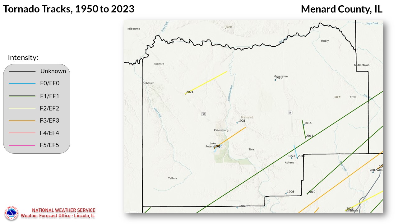 Tornadoes in Menard County since 1950