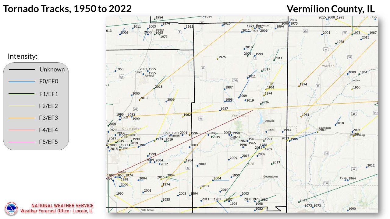 Vermilion County tornadoes since 1950