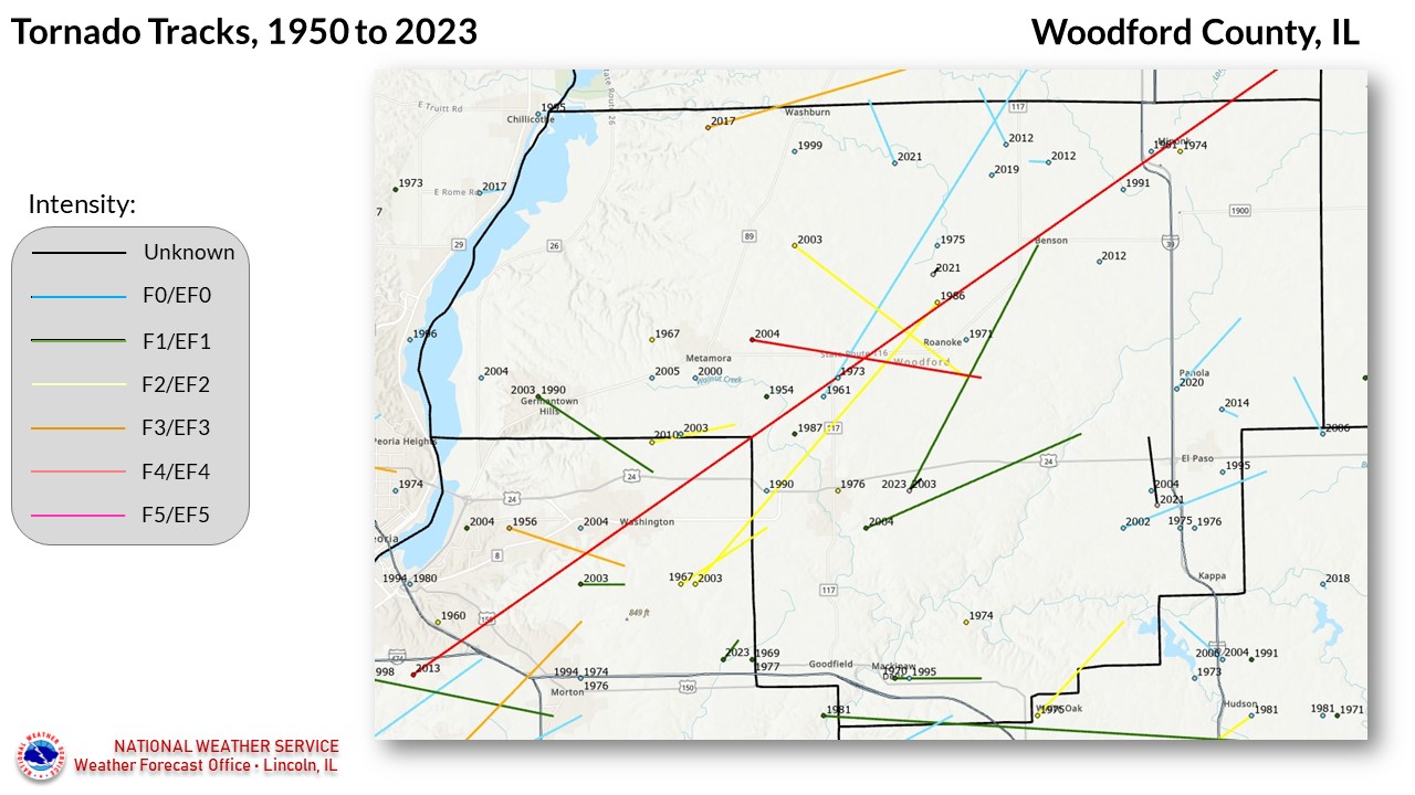 Woodford County tornadoes since 1950