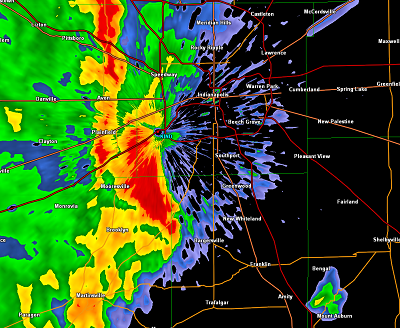 Radar image of storm in Johnson County.