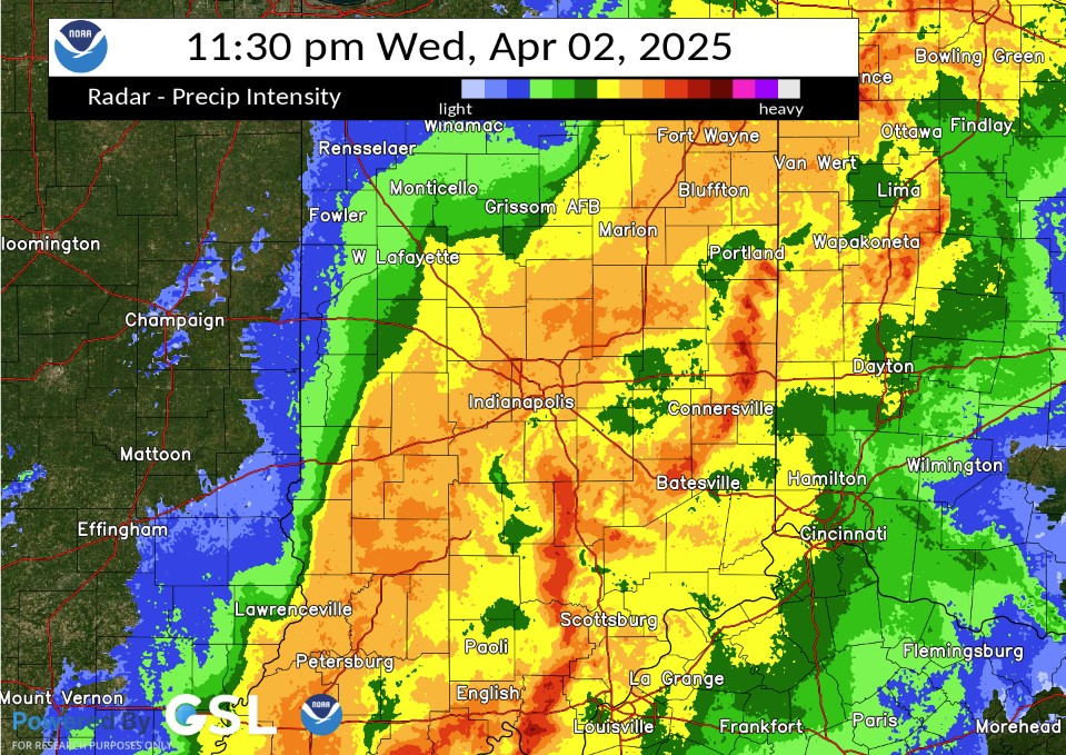 Radar at 1130 PM EDT