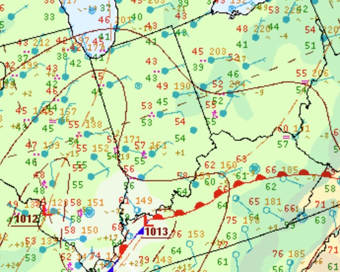 Environment - Surface map at 10 pm April 4