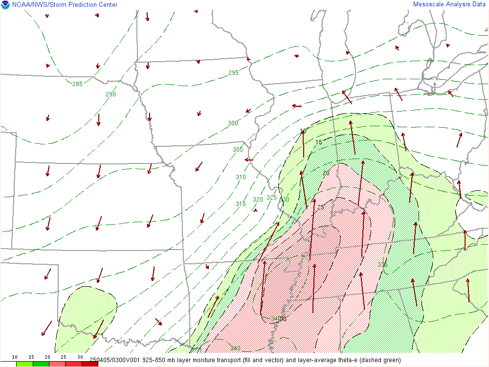 Environment 925-850mb Moisture Transport