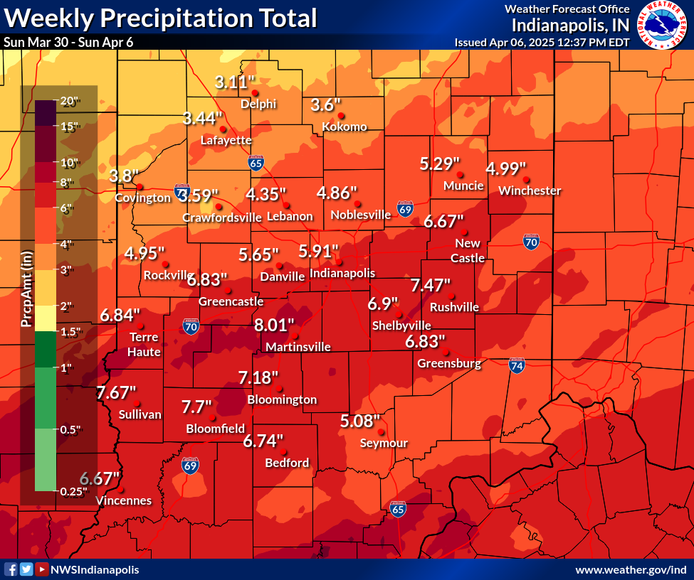 1 week rain totals showing 8+ inches for some areas south of I-70
