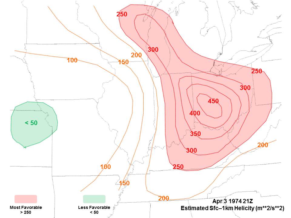 Environment - Mid Afternoon Surface to 1 km Helicity 