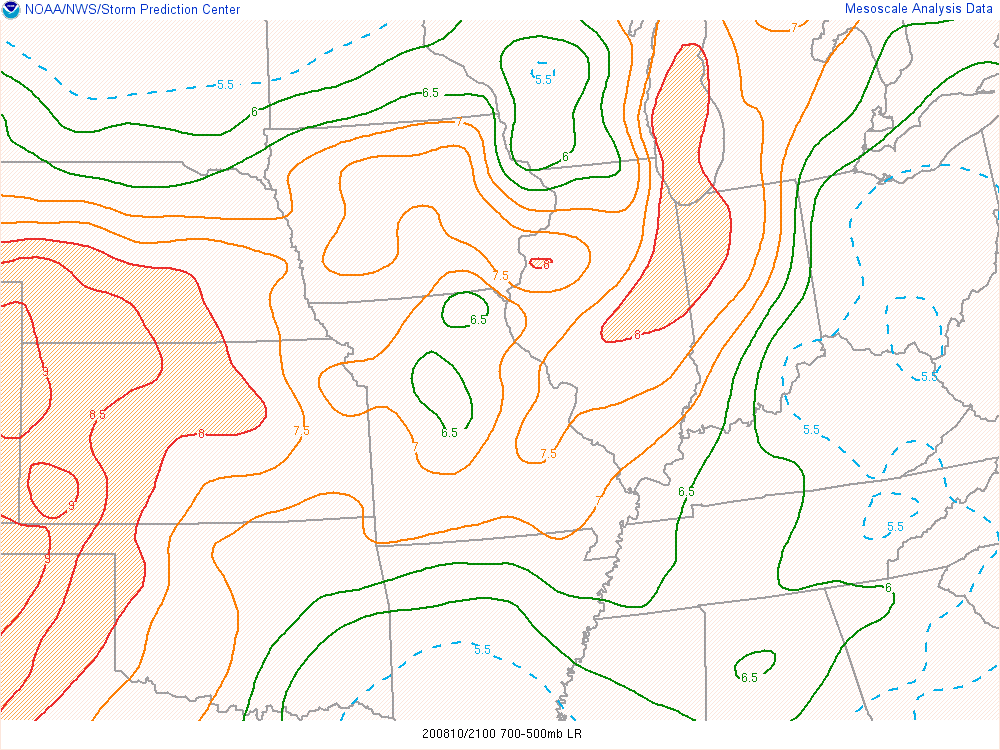 Mid Level Lapse Rates at 5:00 PM EDT