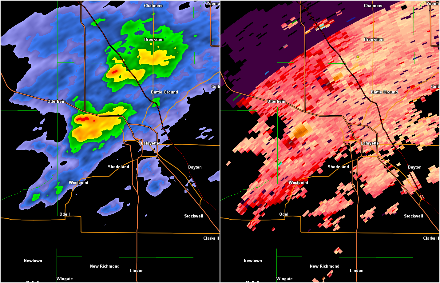 Radar/Storm Relative Velocity at 5:56 PM EDT