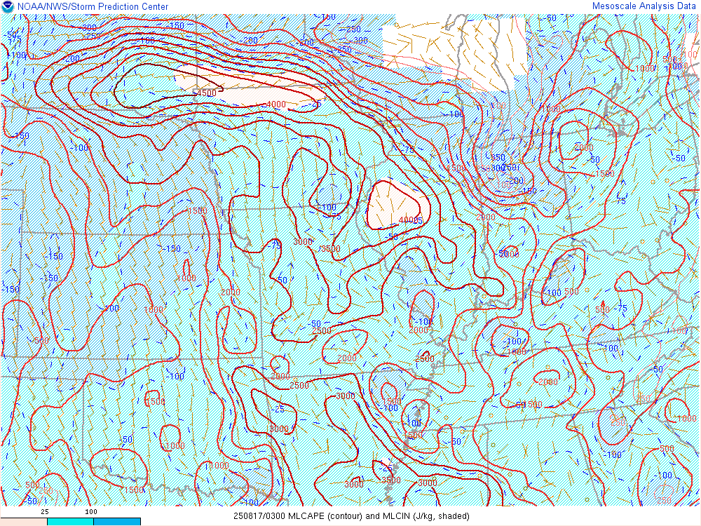 Environment - Mixed Layer CAPE at 11 PM EDT