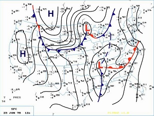 Surface Map at 7 am EST January 25 1978. Click to enlarge.