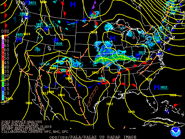 Environment - Surface Map at 4 PM EST Dec 15