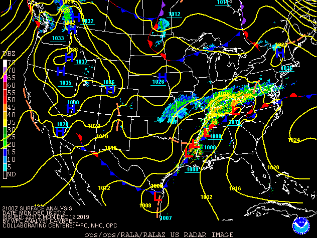 Environment - Surface Map at 4 PM Dec 16