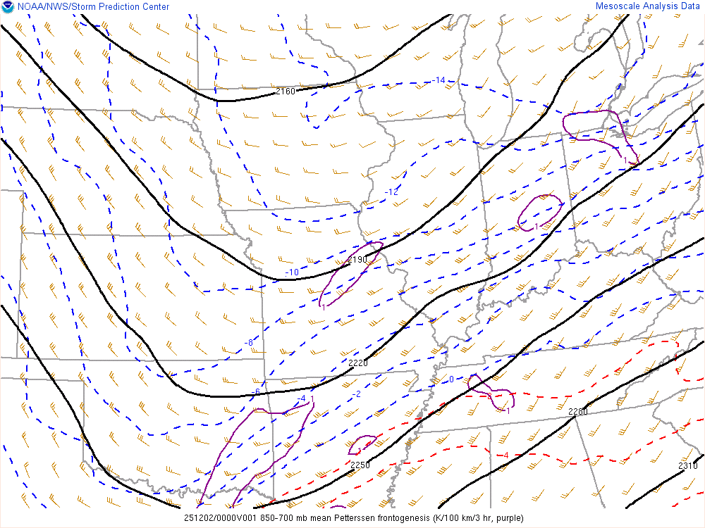 Environment - 850-700mb Frontogenesis at 7 PM EST