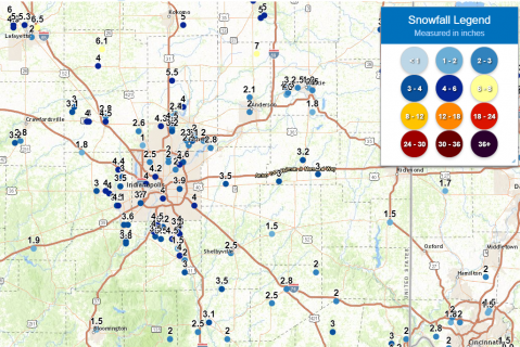 zoomed in plot of snow reports