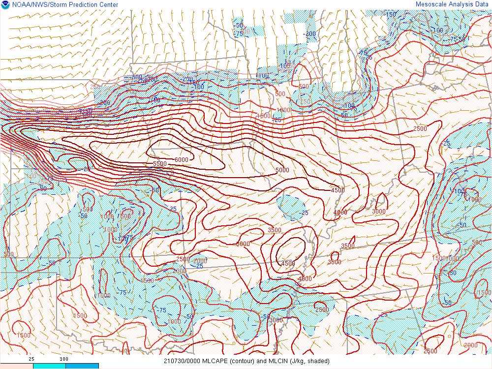 Environment - Mixed Layer CAPE at 8 PM EDT