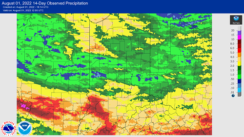 2 week rainfall map. 
