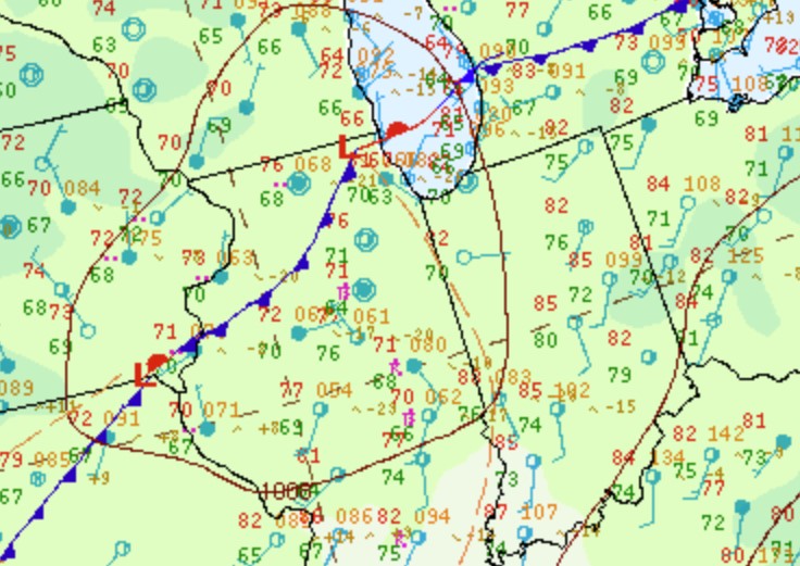 Environment - surface map at 2 PM