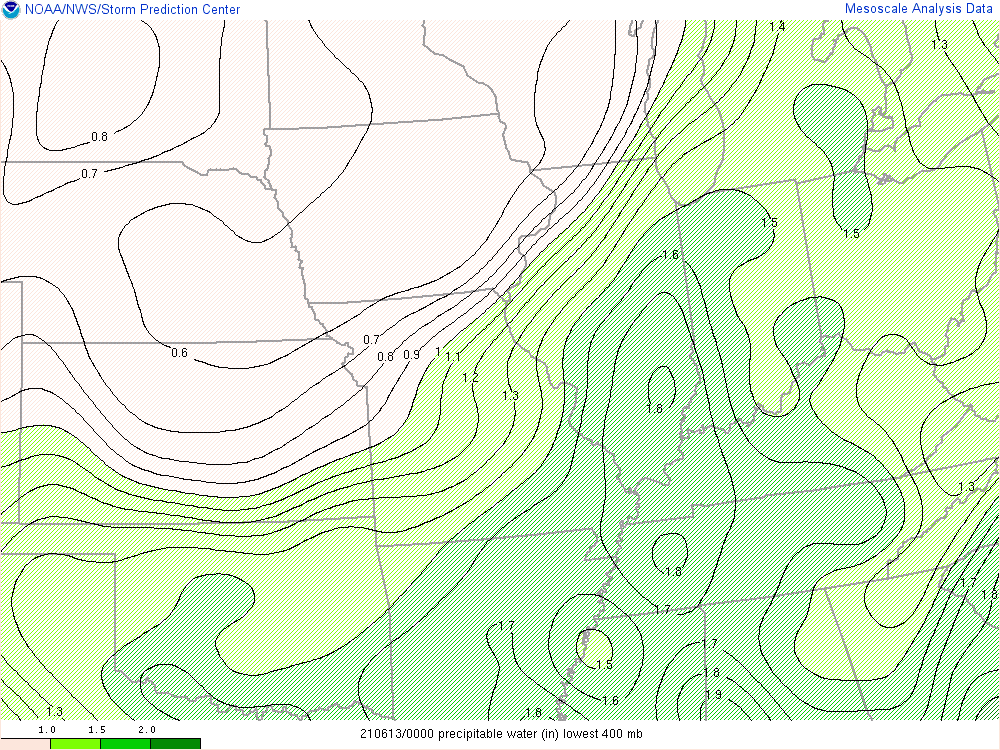 Environment - Precipitable Water at 9:00 PM EDT