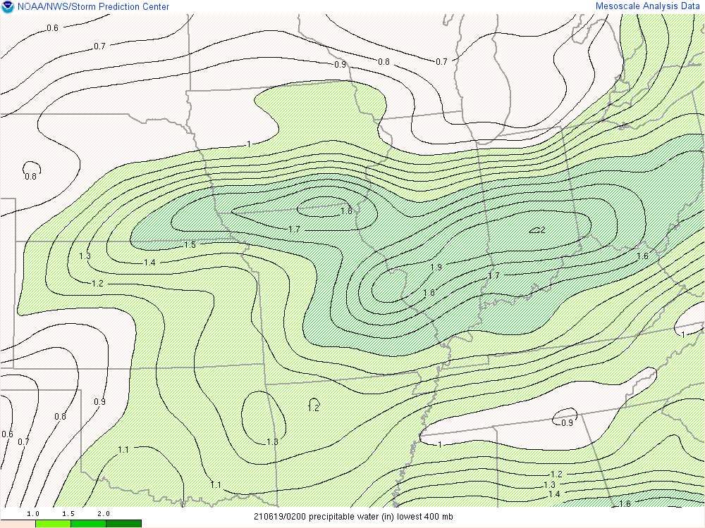 Environment - Precipitable Water at 10:00 PM EDT