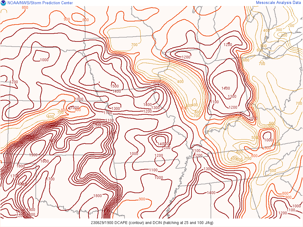 Environment - Downdraft CAPE at 3 PM EDT