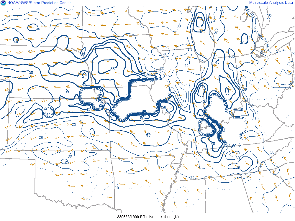 Environment - Effective Shear at 3 PM EDT