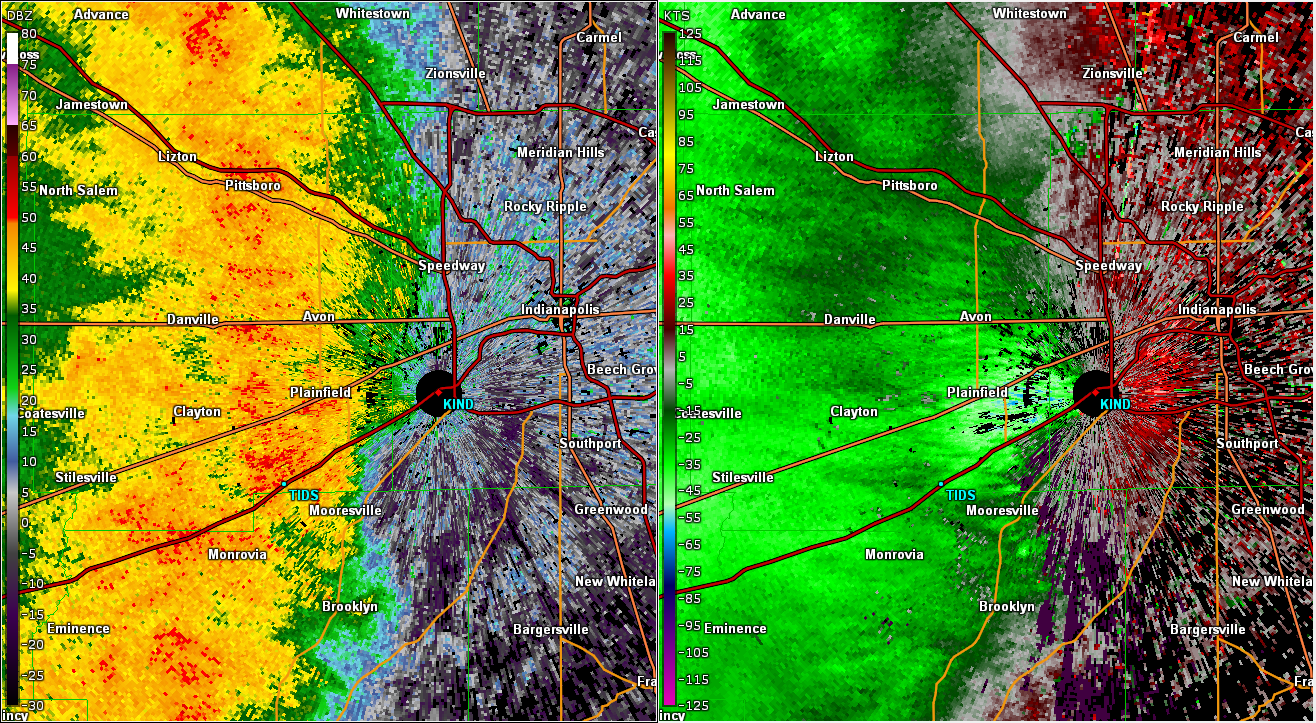 Radar Image/Base Velocity Image at 3:46 PM EDT