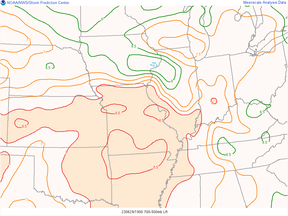 Environment - Mid Level Lapse Rates at 3 PM EDT