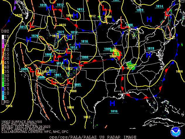 Environment - Surface Map at 2 PM EDT