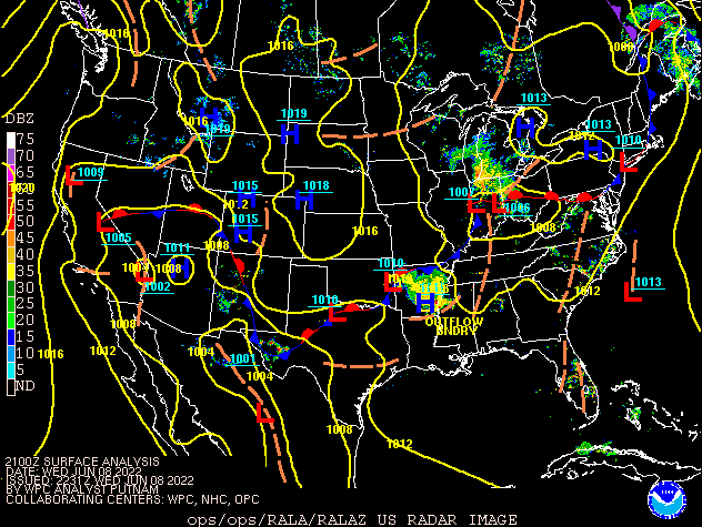 Surface Map at 5:00 PM EDT