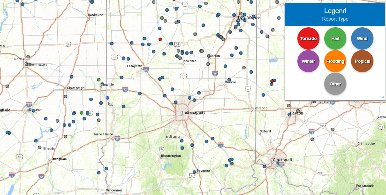Map of Storm Reports
