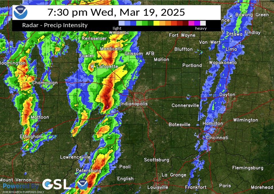 Radar Image at 7:30 PM EDT