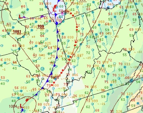 Surface Map at 5 PM EDT