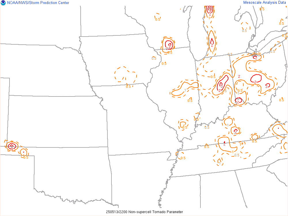 Non-supercell Tornado Parameter at 6 PM EDT