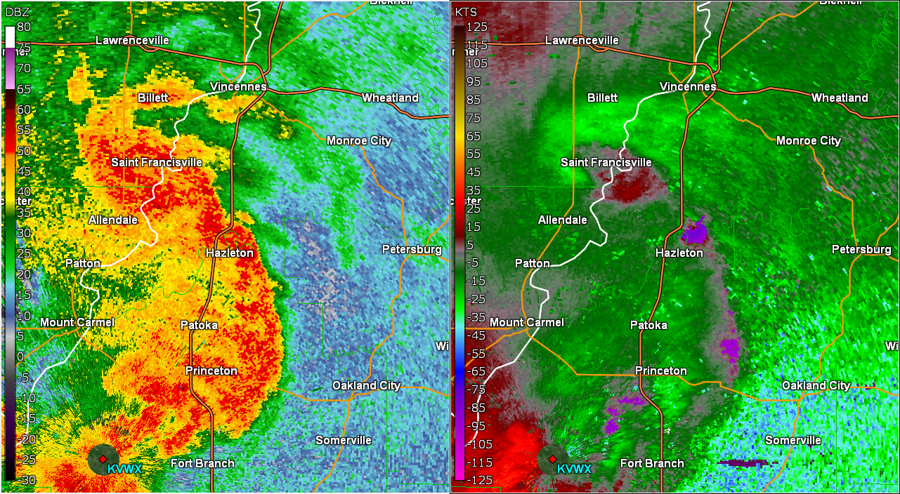 Radar/Storm Relative Velocity Image at 10:54 PM EDT