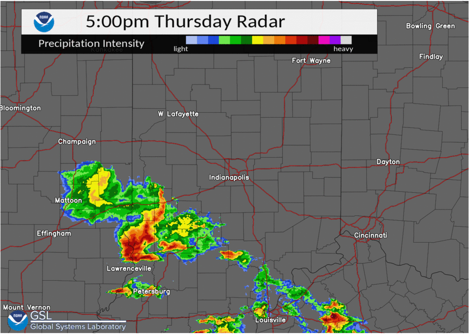 Radar Image Loop of Evening of May 19