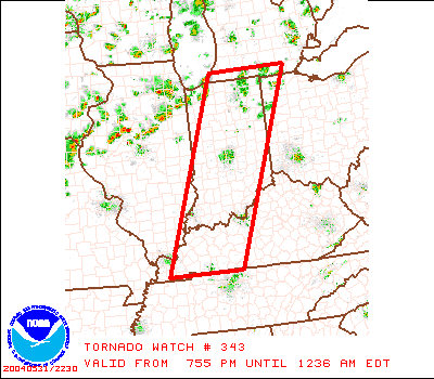 Example of a Tornado Watch from the Day