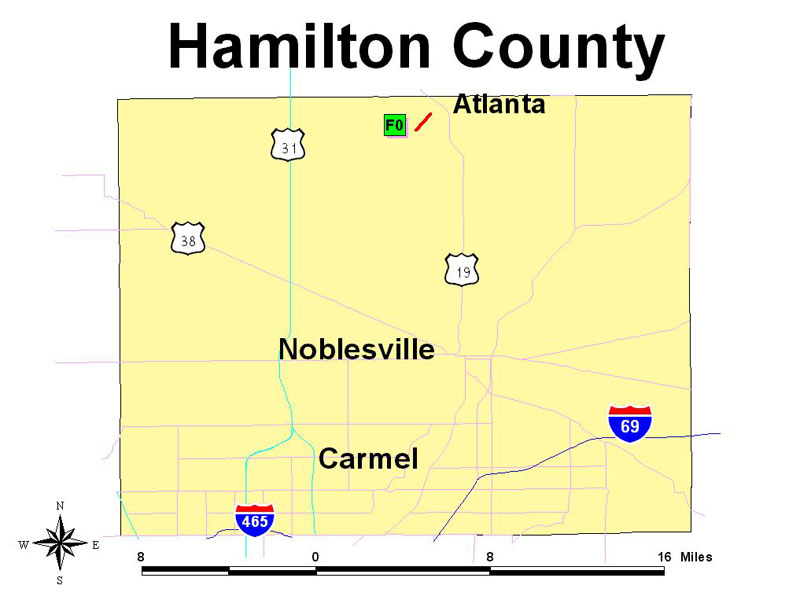Tornado track map