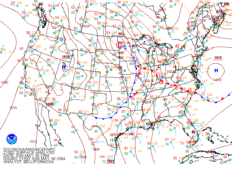 Surface Map valid at 4:00 PM EST