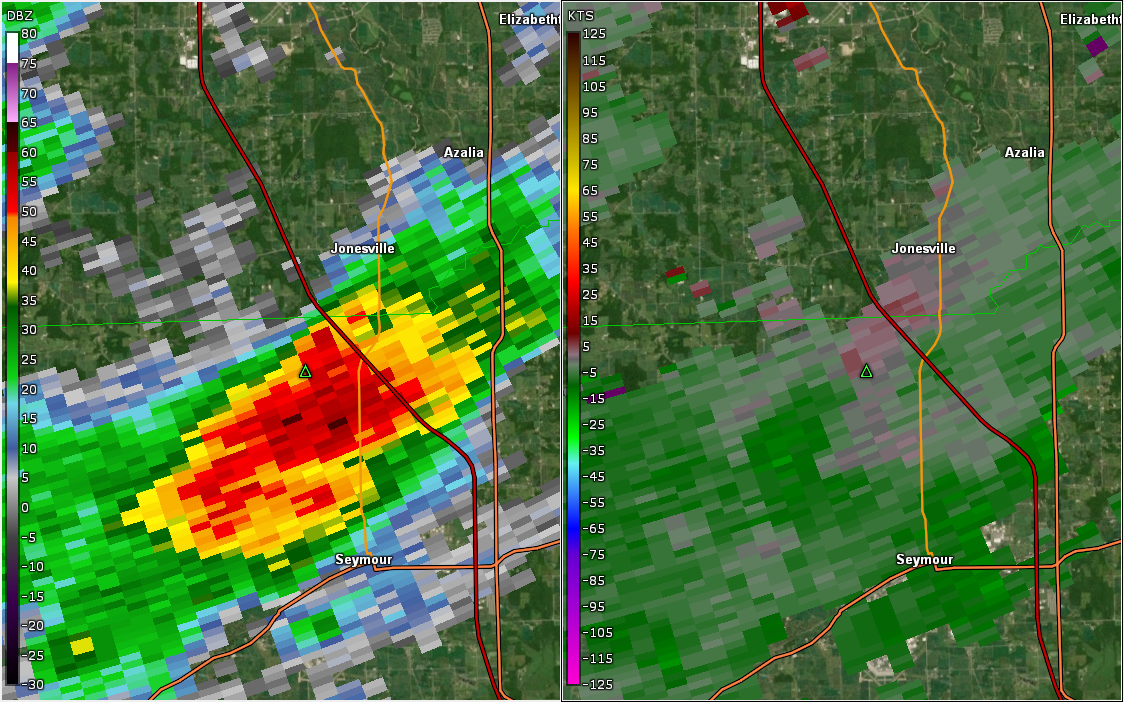 Radar/Storm Relative Velocity Image at 5:44 PM EDT