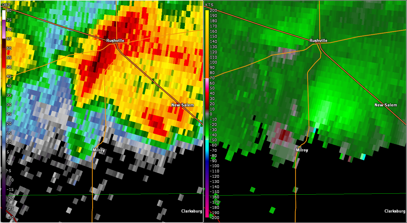 Radar/Storm Relative Velocity near Tornado Time