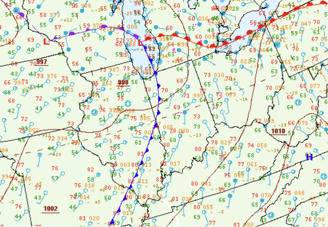 Surface Map at 8 PM EDT