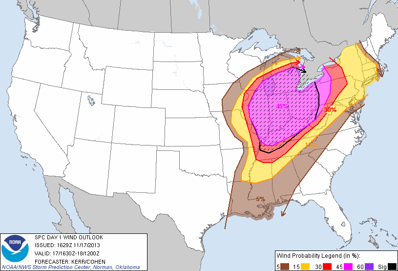 SPC Day 1 Wind Outlook