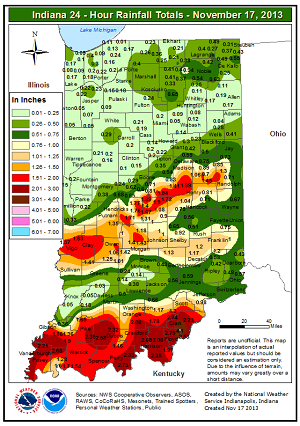 24 hour rainfall ending Sunday Nov 17 morning