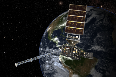 Image of the GOES 16 Satellite with the earth below - NOAA Image