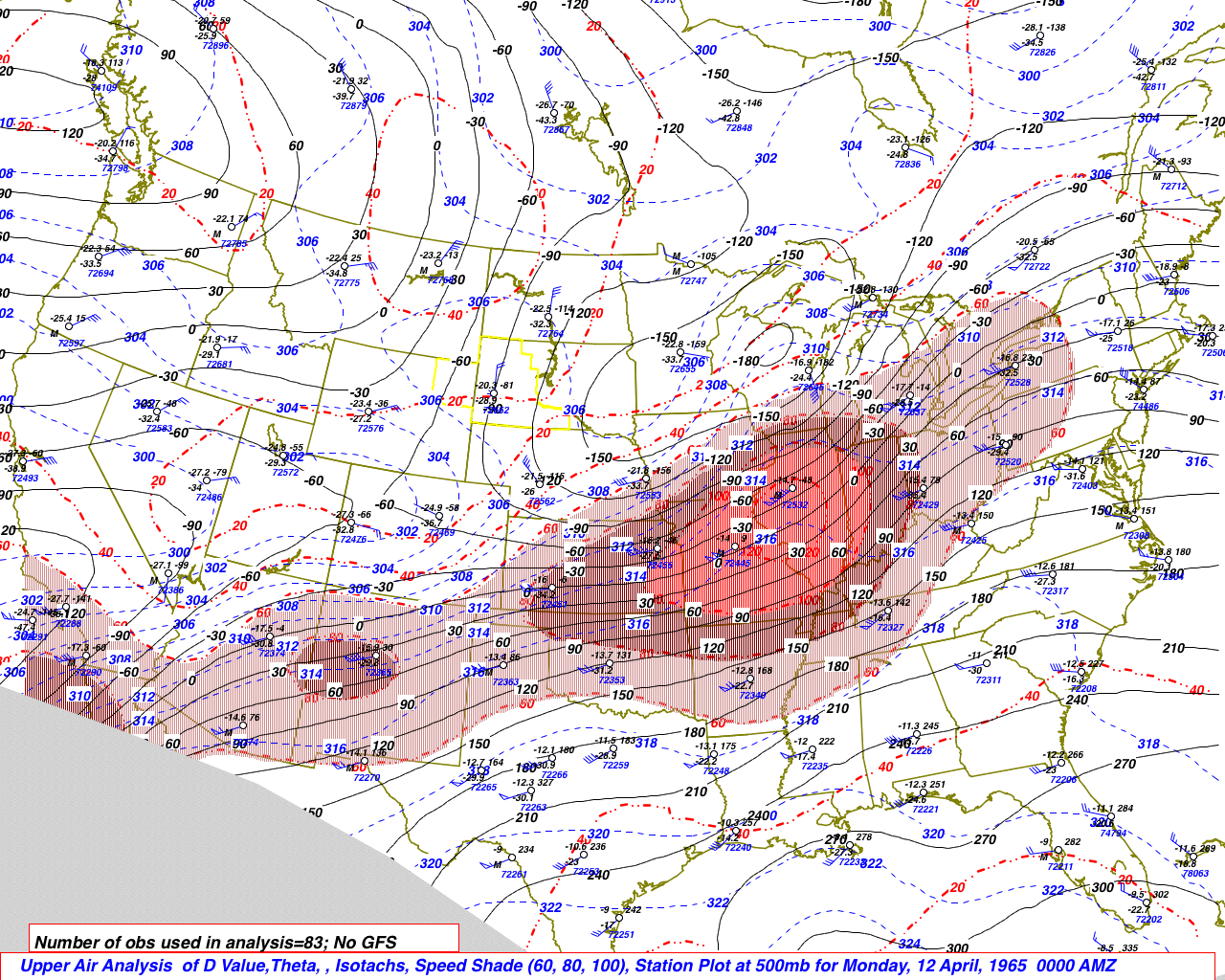 April 12, 1965 00Z 500 mb map