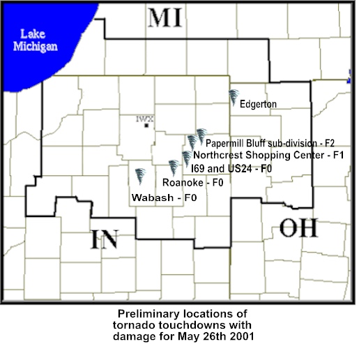 Tornado track map