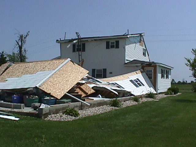 Back addition of house destroyed in Wells county