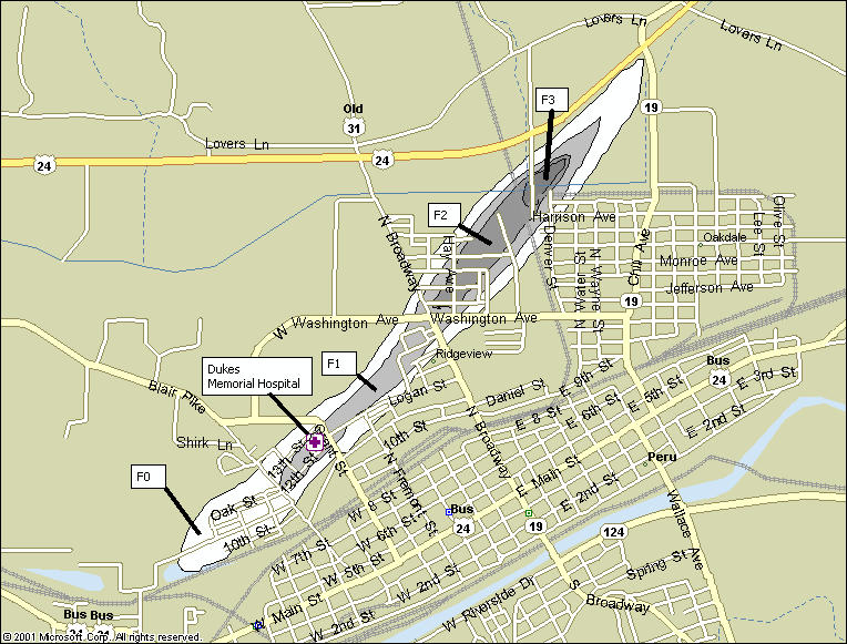 Track map of Peru tornado