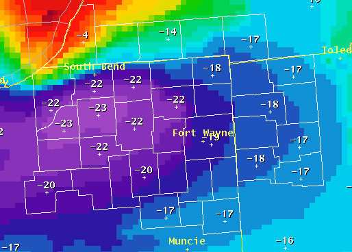 Minimum temperature forecast